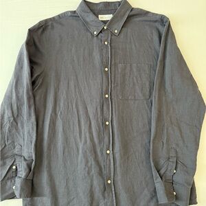 Zara Men's Linen Charcoal Button-Down Shirt
